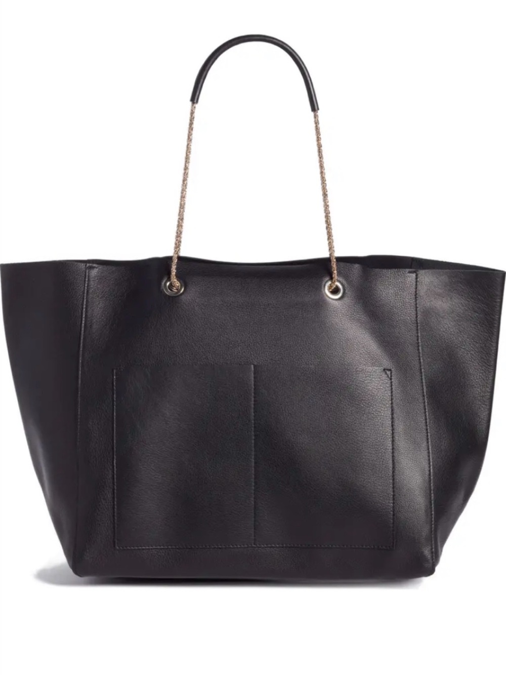 Sézane Gaby Black Leather Tote Bag
